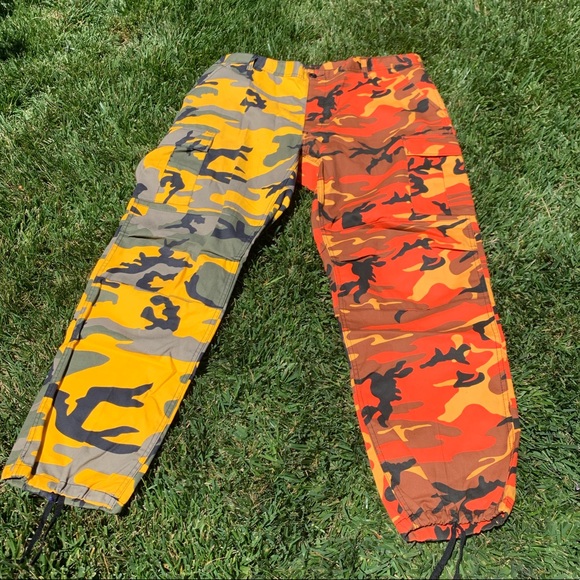 orange and green camo pants